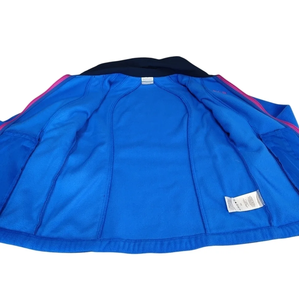 Columbia Women's Blue Black Full Zip Polar Fleece Jacket Side Panels Size Small - Picture 8 of 10